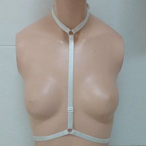 Sexy Strappy Harness Cage Bra choker White OS NEW